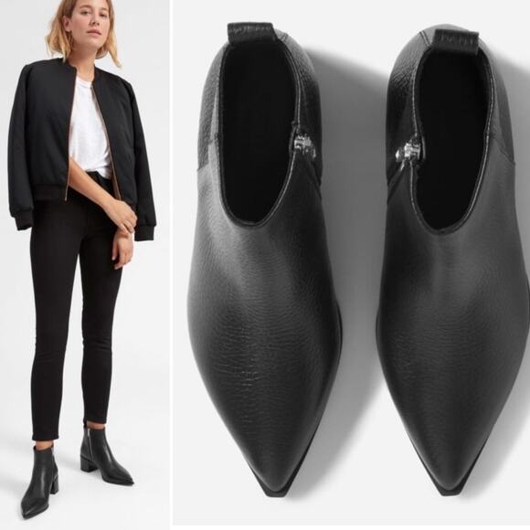 Everlane Boss Boots Black Pebbled Leather - Picture 2 of 13